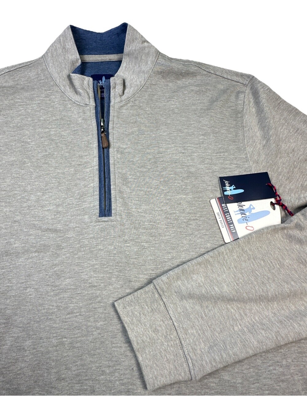 Johnnie-O Sully 1/4 Zip Pullover West Coast Prep Athlete Logo Khaki Men’s M NWT
